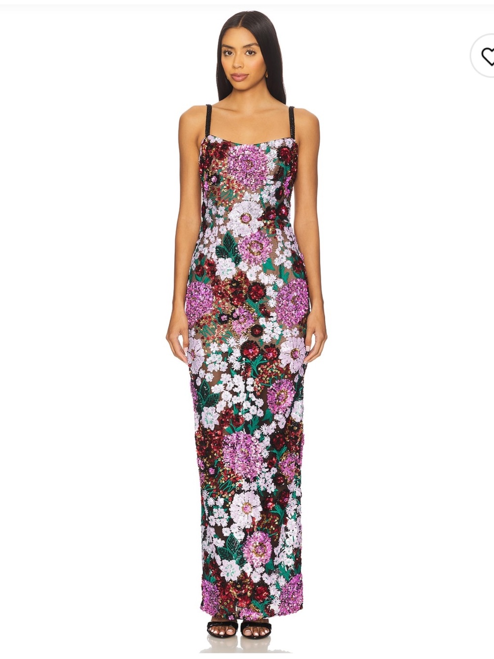 Bronx and Banco Pink Multi Floral Sequin Slip Gown